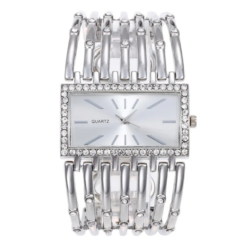 Damen Armbanduhr Armband Uhren Strass Luxus Quarz Silber Gold Business Quarzuhr