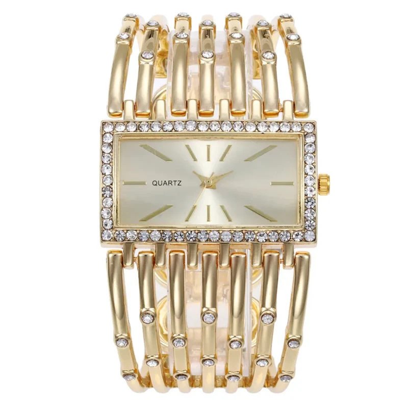 Damen Armbanduhr Armband Uhren Strass Luxus Quarz Silber Gold Business Quarzuhr