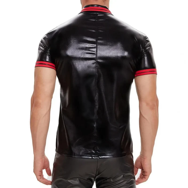 Fetisch Fashion Männer Sexy Shirts Hemd Lack Leder Bodysuits Herren Body Club