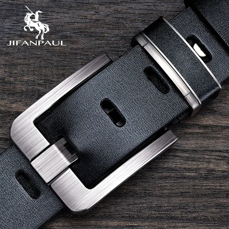 Fashion Jeansgürtel Herren Eckig Schnalle Echt Leder Gürtel Ledergürtel Schwarz