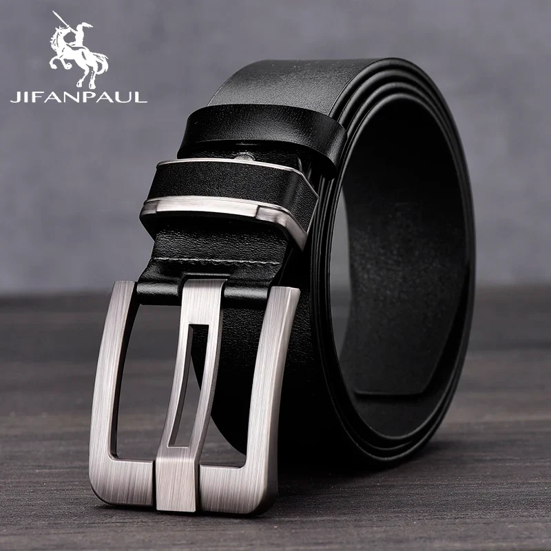 Fashion Jeansgürtel Herren Eckig Schnalle Echt Leder Gürtel Ledergürtel Schwarz