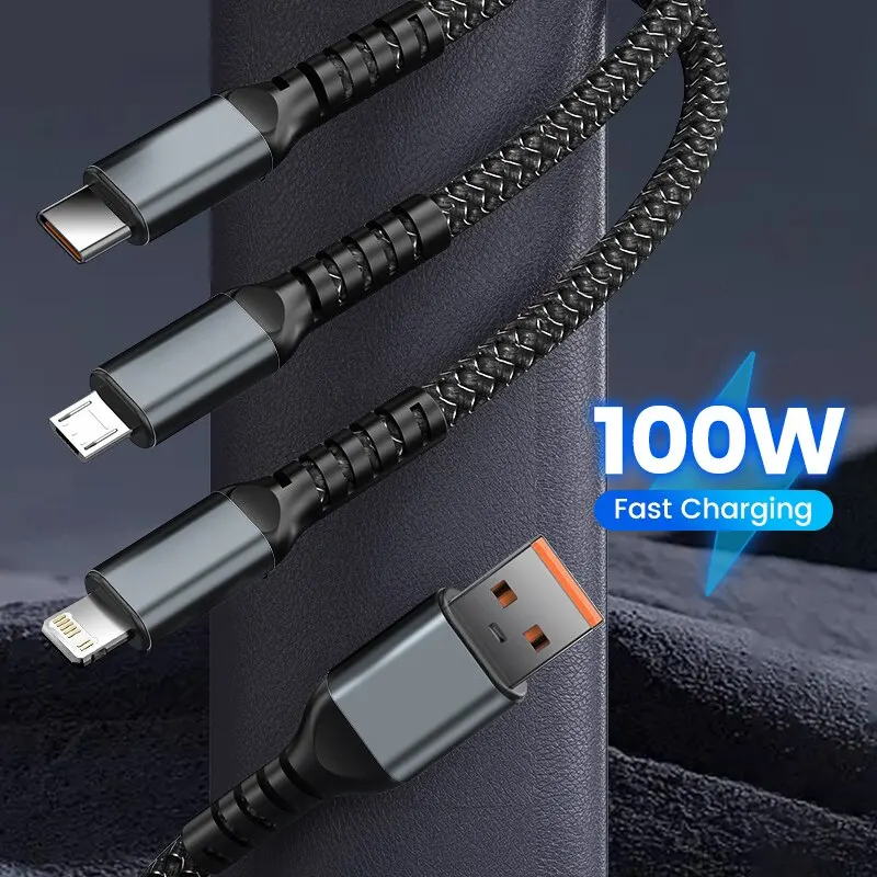 3 in 1 Ladekabel USB Typ C Datenkabel für Samsung Huawei Handy Schnellladekabel