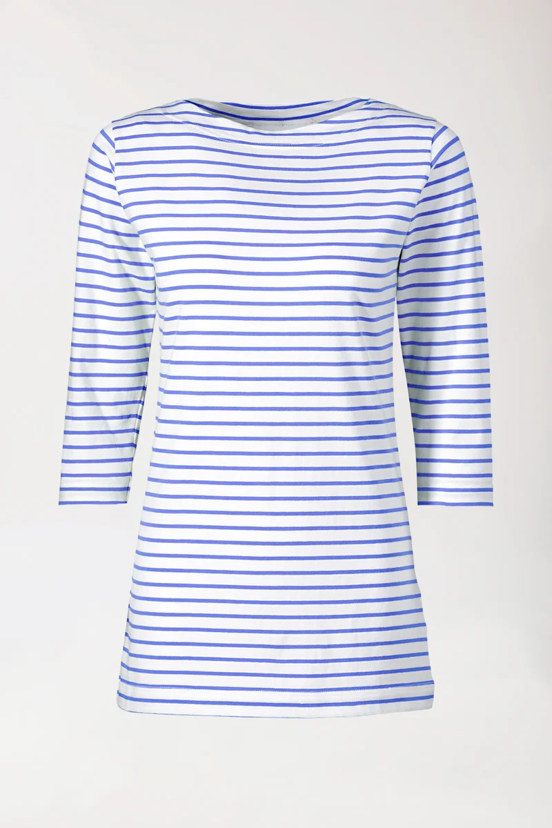 Longshirt Damen - 3/4 Arm blau/weiß