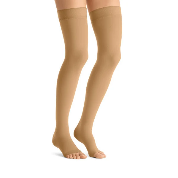 JOBST® Opaque Women's Thigh High 15-20 mmHg w/ Silicone Dot Top Band, Open Toe