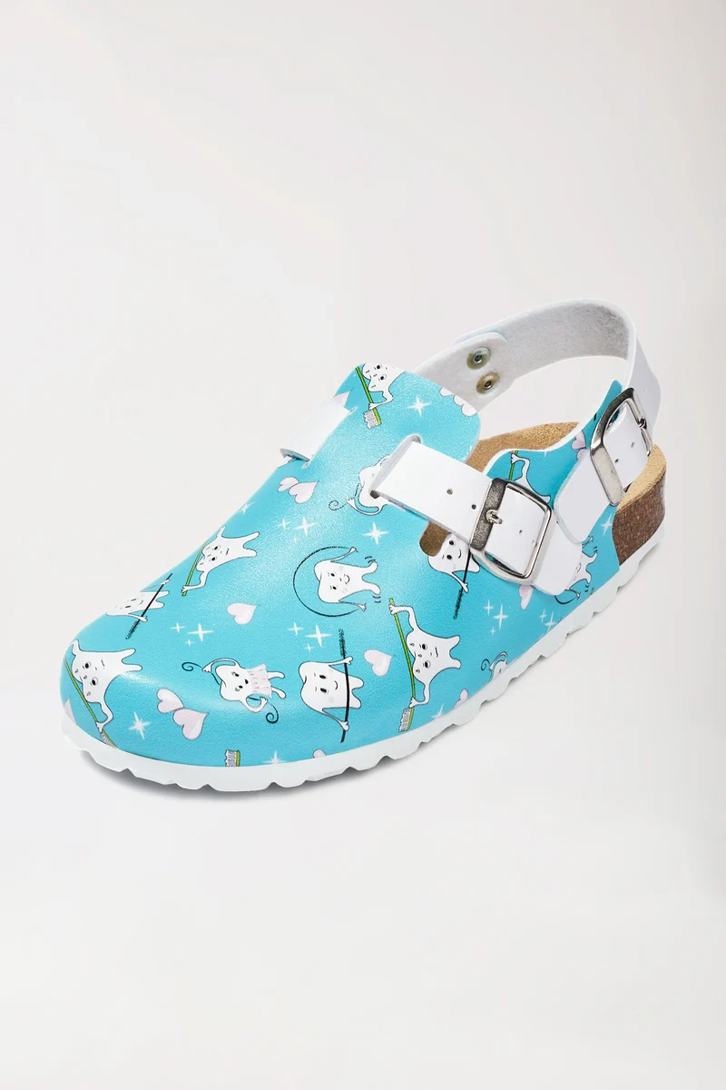 Damen Clog türkis/weiß