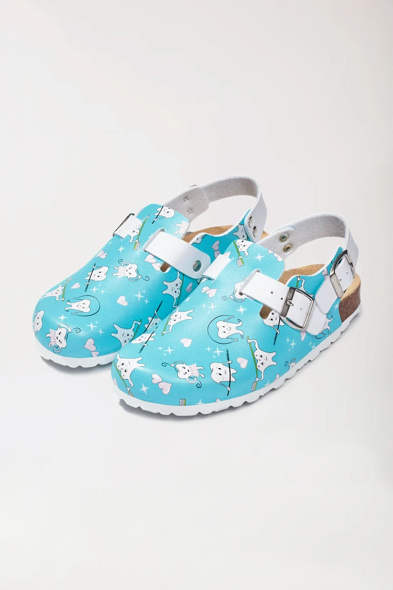 Damen Clog türkis/weiß