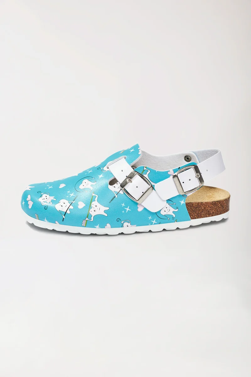 Damen Clog türkis/weiß