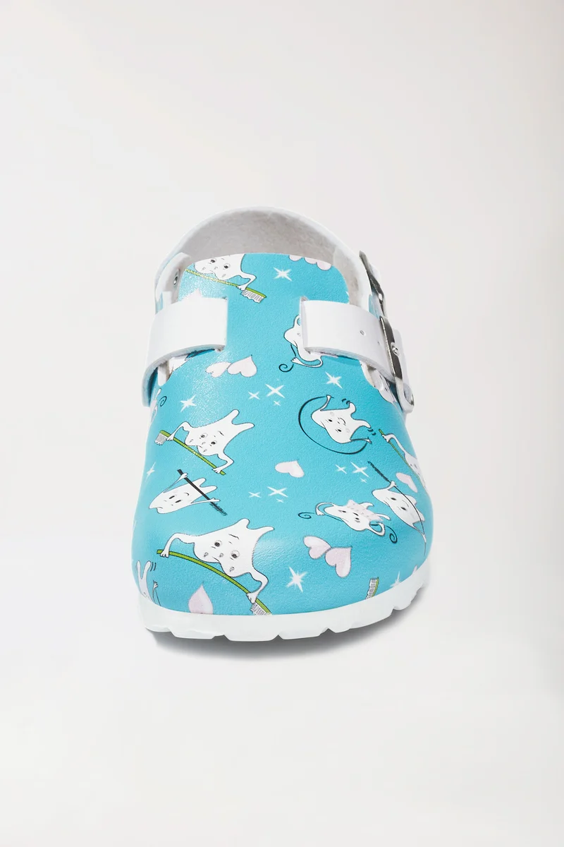Damen Clog türkis/weiß