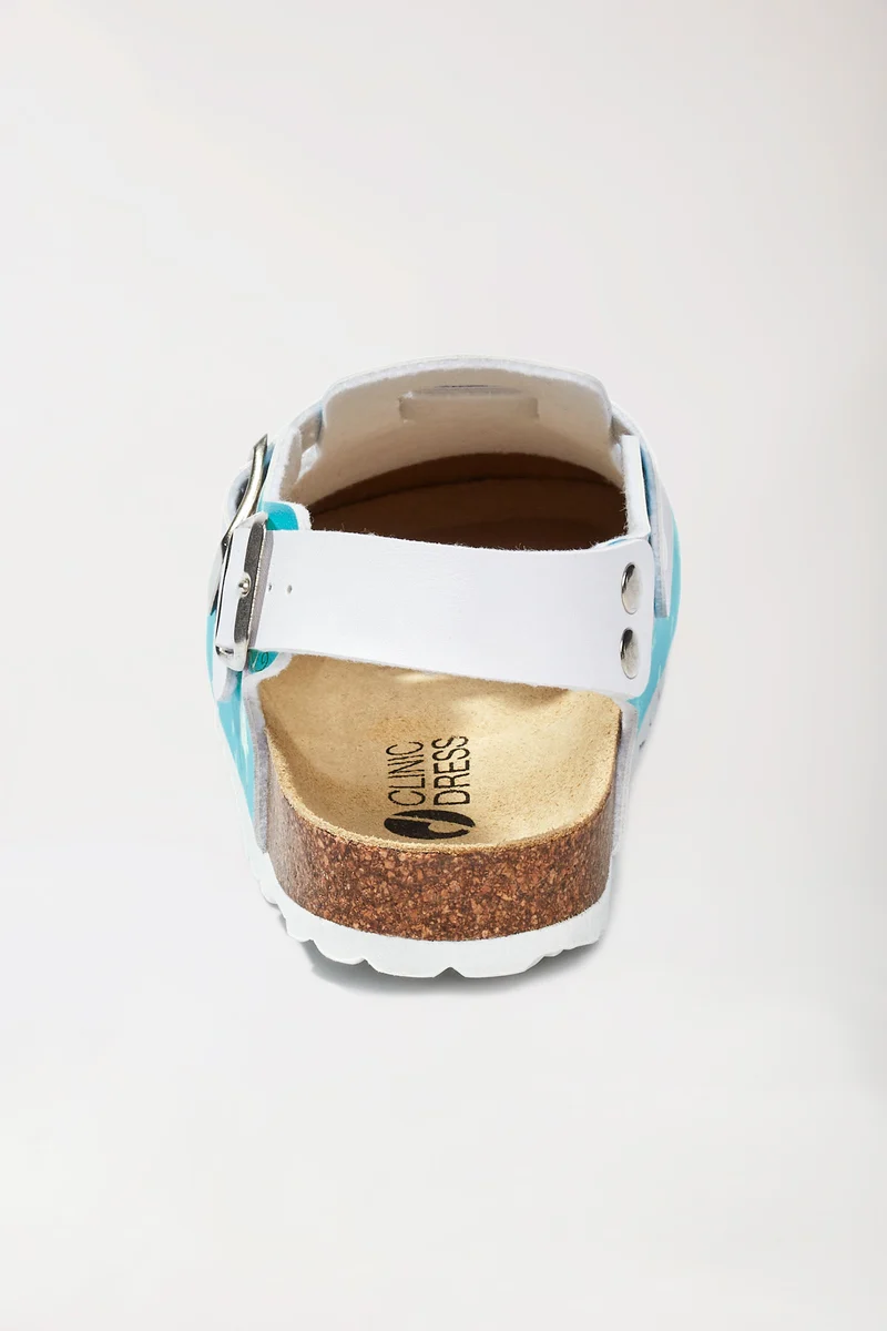 Damen Clog türkis/weiß
