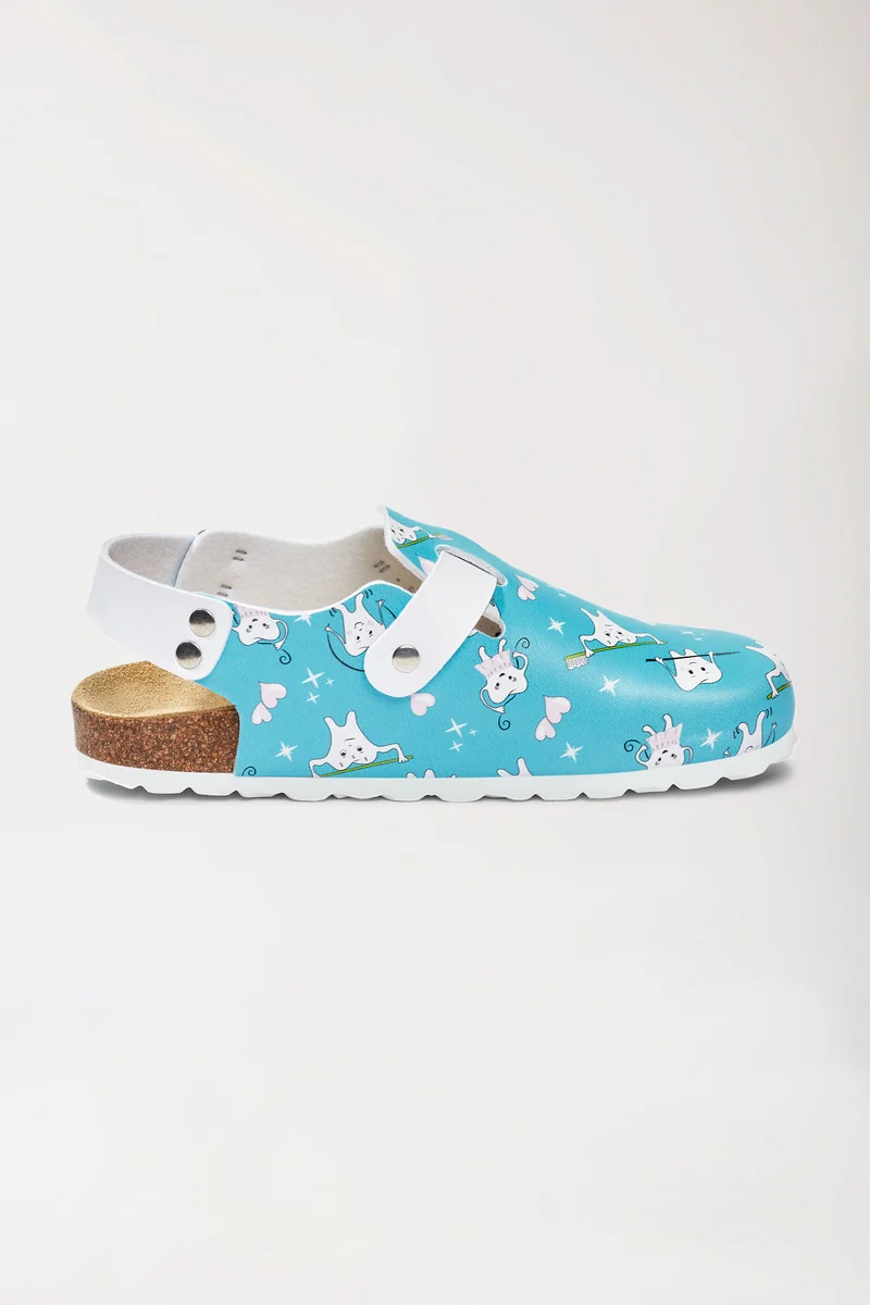 Damen Clog türkis/weiß