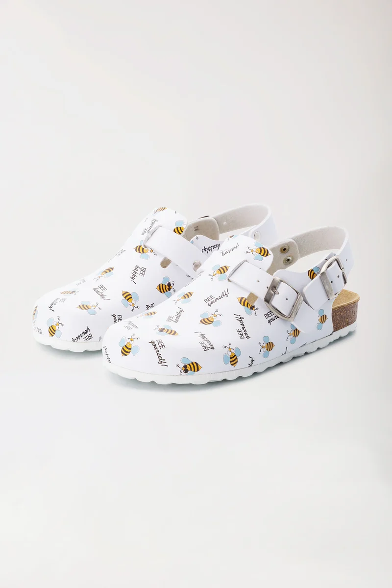 Unisex Clog weiß/gelb/schwarz