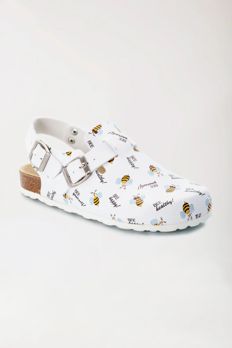 Unisex Clog weiß/gelb/schwarz