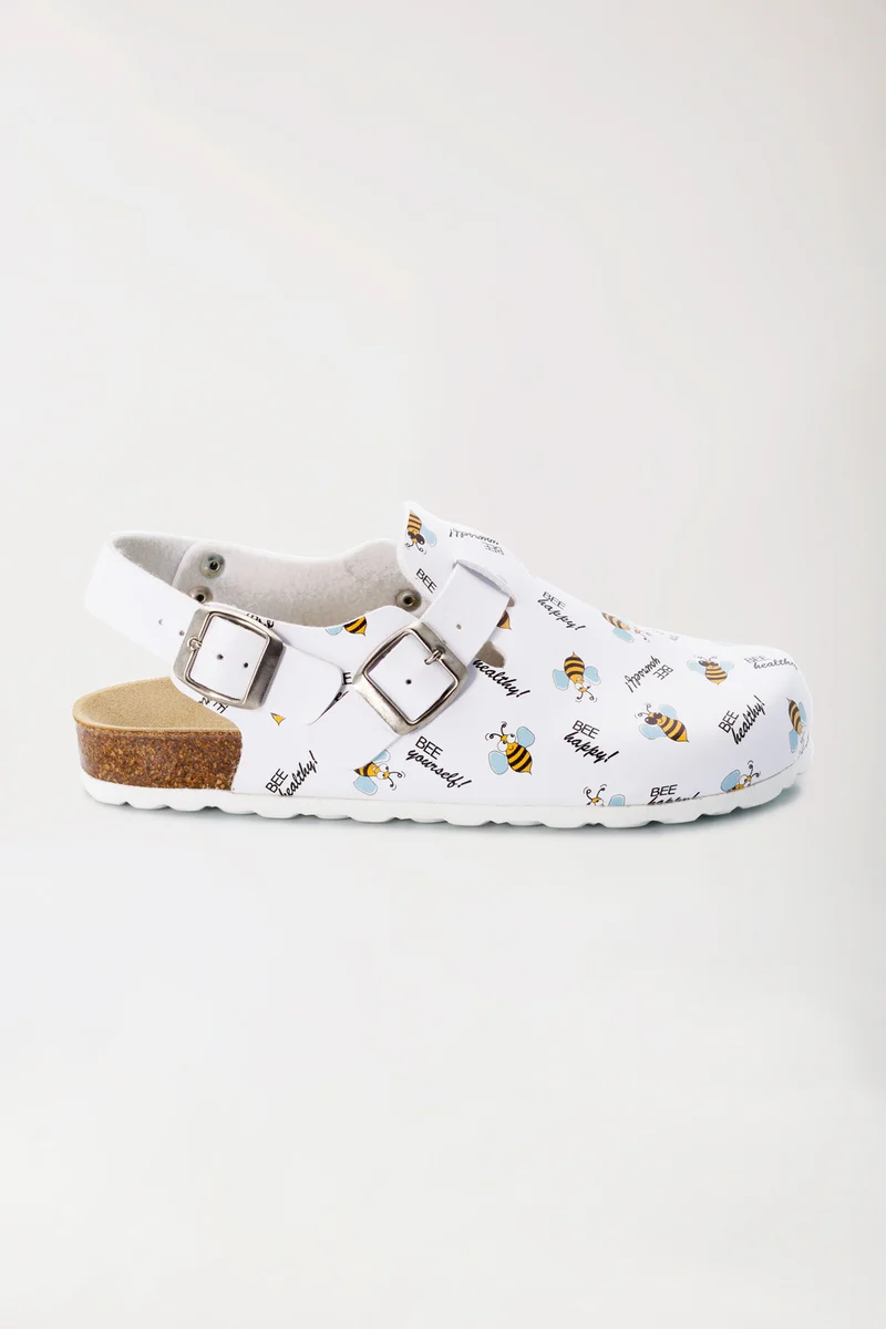 Unisex Clog weiß/gelb/schwarz