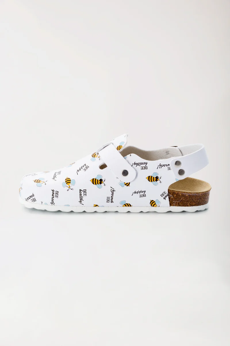 Unisex Clog weiß/gelb/schwarz