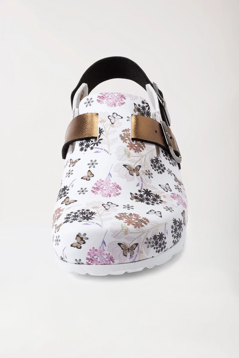Damen Clog weiß/kupfer/rose