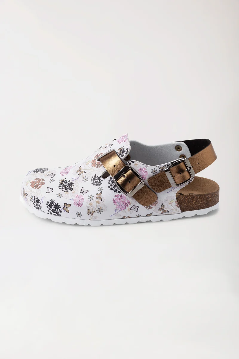 Damen Clog weiß/kupfer/rose