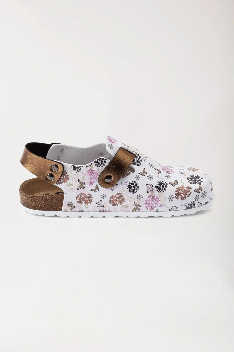 Damen Clog weiß/kupfer/rose