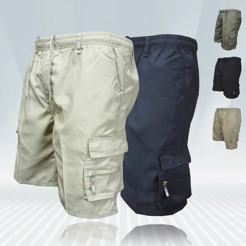 Herren knielange Shorts Bermuda Cargo Pants Vintage Casual Capri Kurze Hose