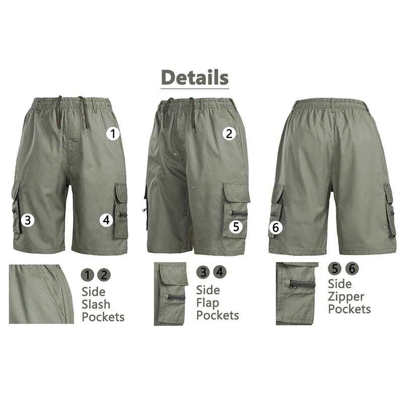 Herren knielange Shorts Bermuda Cargo Pants Vintage Casual Capri Kurze Hose