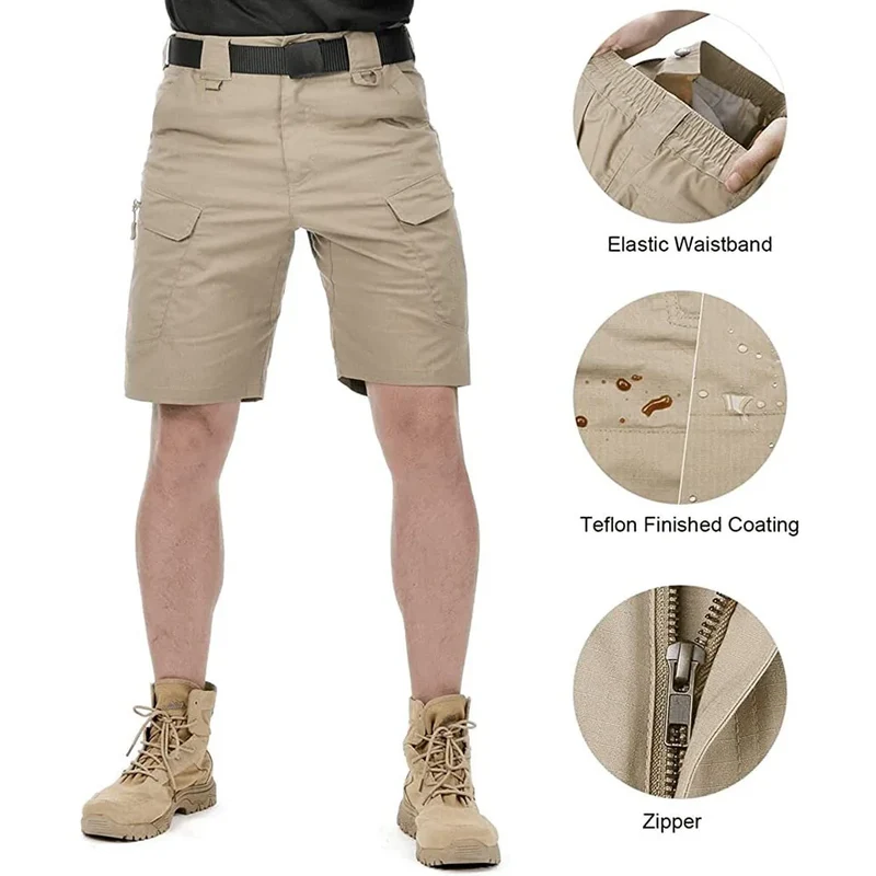 Herren knielange Shorts Bermuda Cargo Pants Vintage Casual Capri Kurze Hose