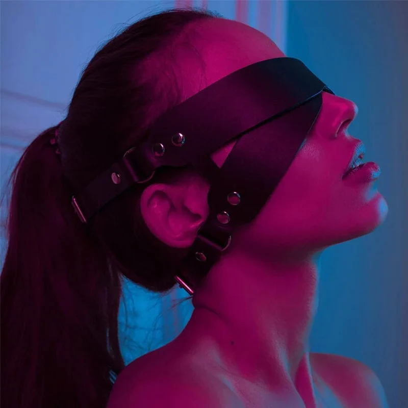 Harness Maske Augenbinde Lack Leder Fetisch Bdsm Bondage Dessous Augenmaske
