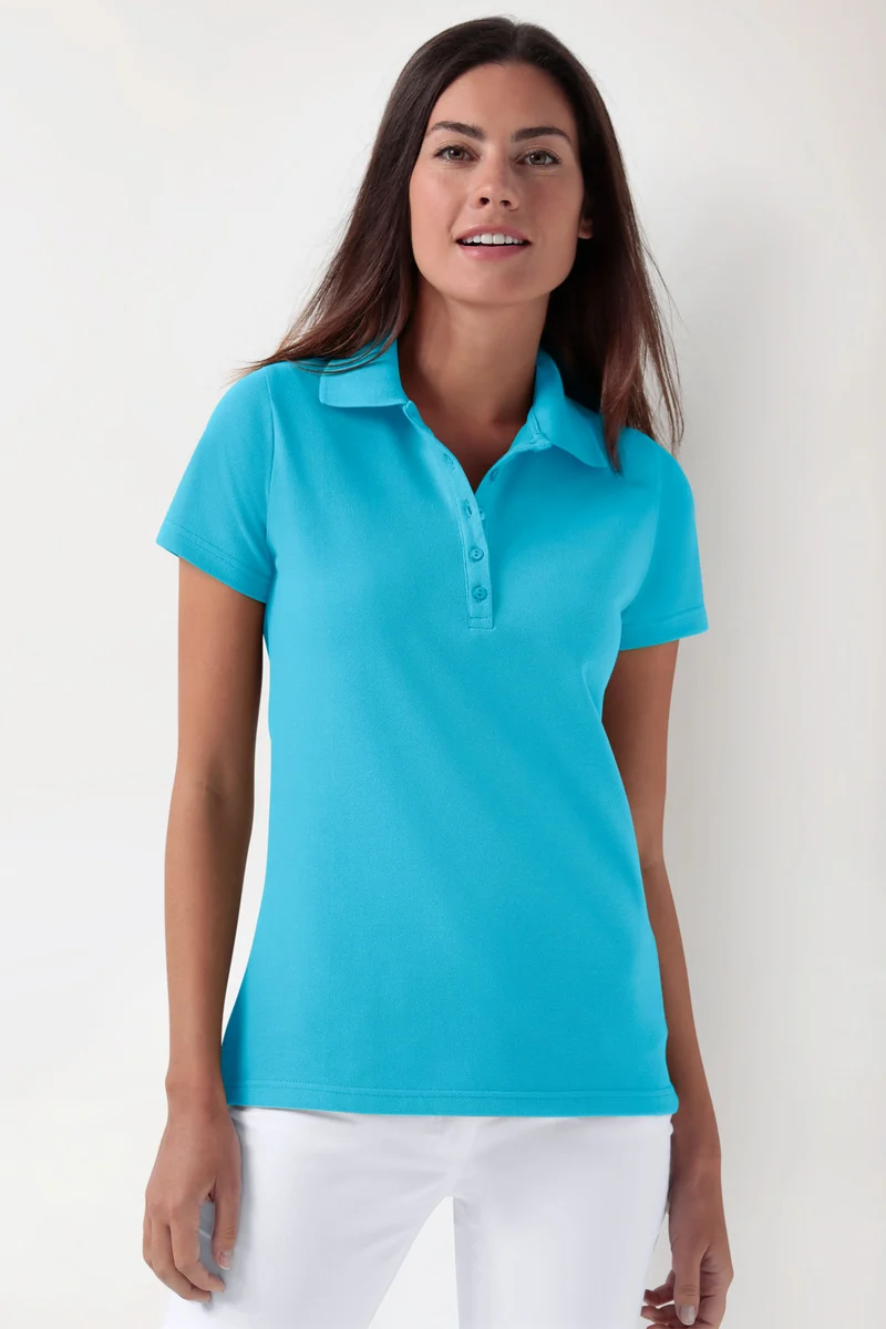Stretch Shirt Damen - Polokragen türkis