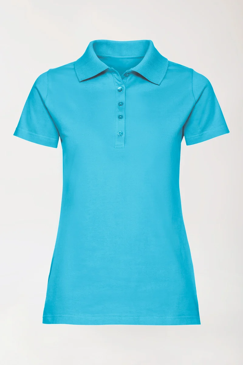 Stretch Shirt Damen - Polokragen türkis