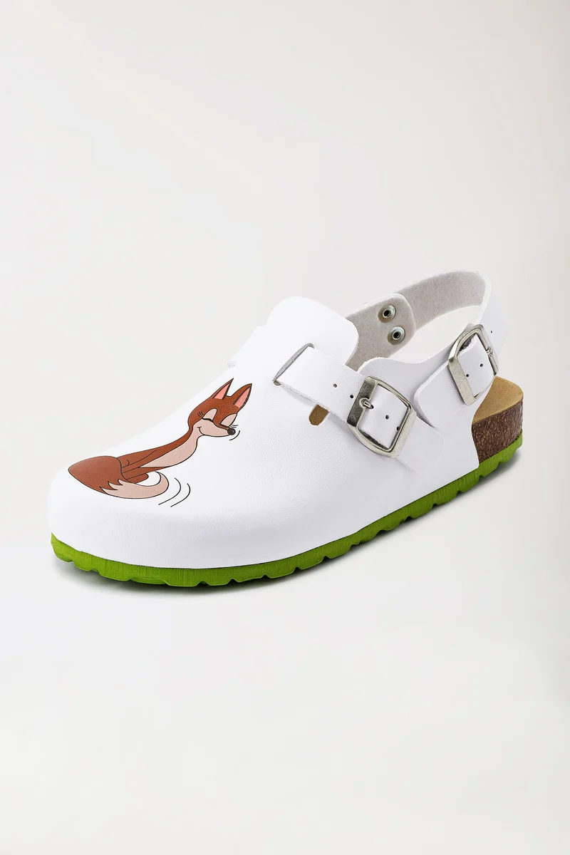 Damen Clog weiß/apfelgrün