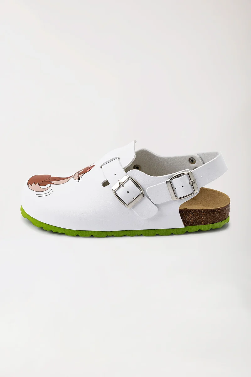 Damen Clog weiß/apfelgrün