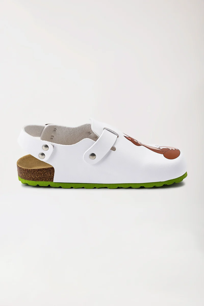 Damen Clog weiß/apfelgrün