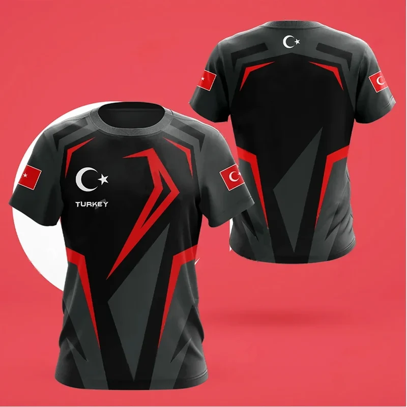 Herren Fashion Türkei Trikot T-Shirt Unisex Sommer Streetwear Fitness Shirt