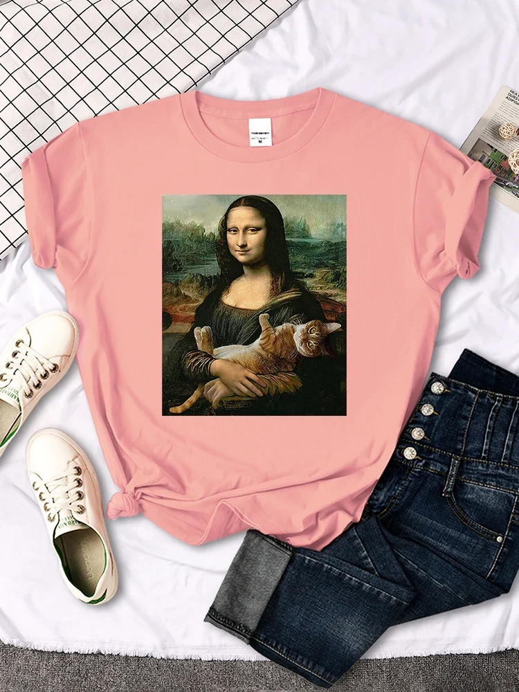 Damen Sommer Top Mona Lisa T-Shirt Rundhals Streetwear lockeres Damentop Mädchen