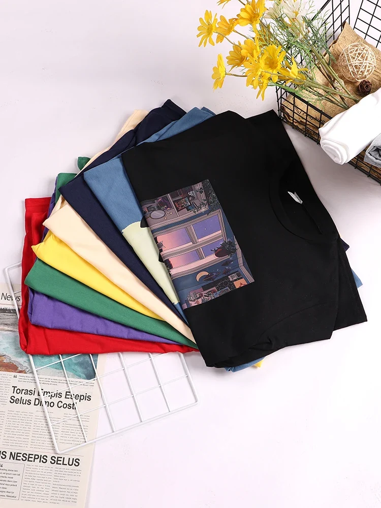 Damen Sommer Top Mona Lisa T-Shirt Rundhals Streetwear lockeres Damentop Mädchen