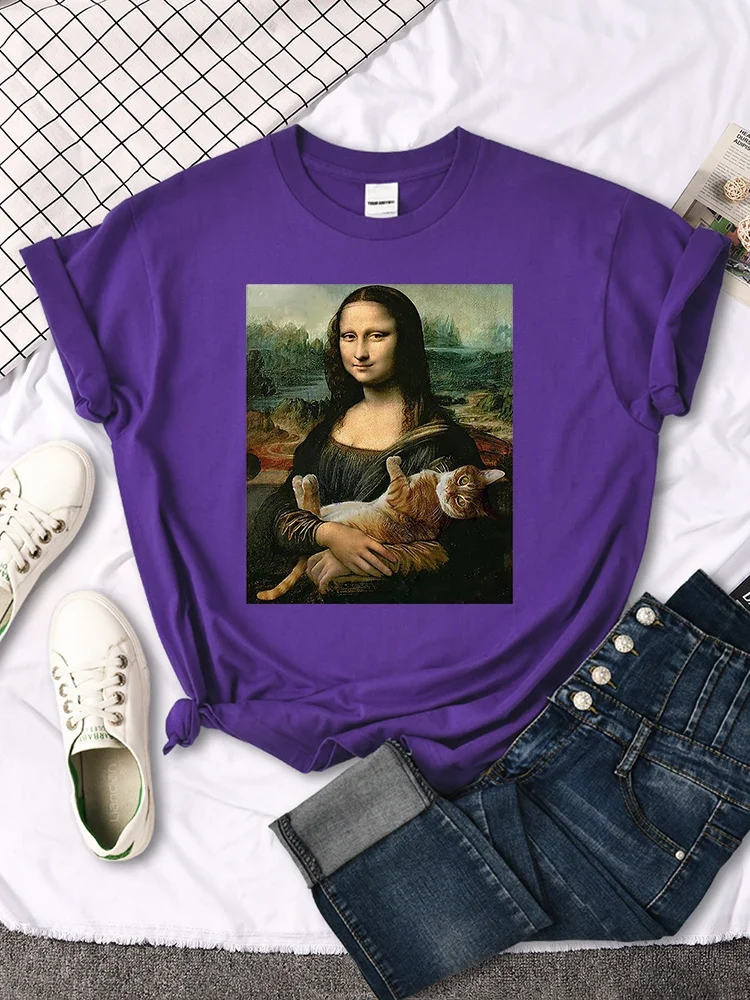 Damen Sommer Top Mona Lisa T-Shirt Rundhals Streetwear lockeres Damentop Mädchen