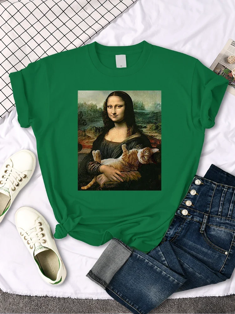 Damen Sommer Top Mona Lisa T-Shirt Rundhals Streetwear lockeres Damentop Mädchen