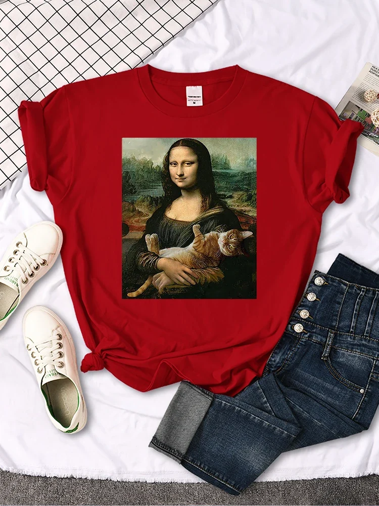 Damen Sommer Top Mona Lisa T-Shirt Rundhals Streetwear lockeres Damentop Mädchen