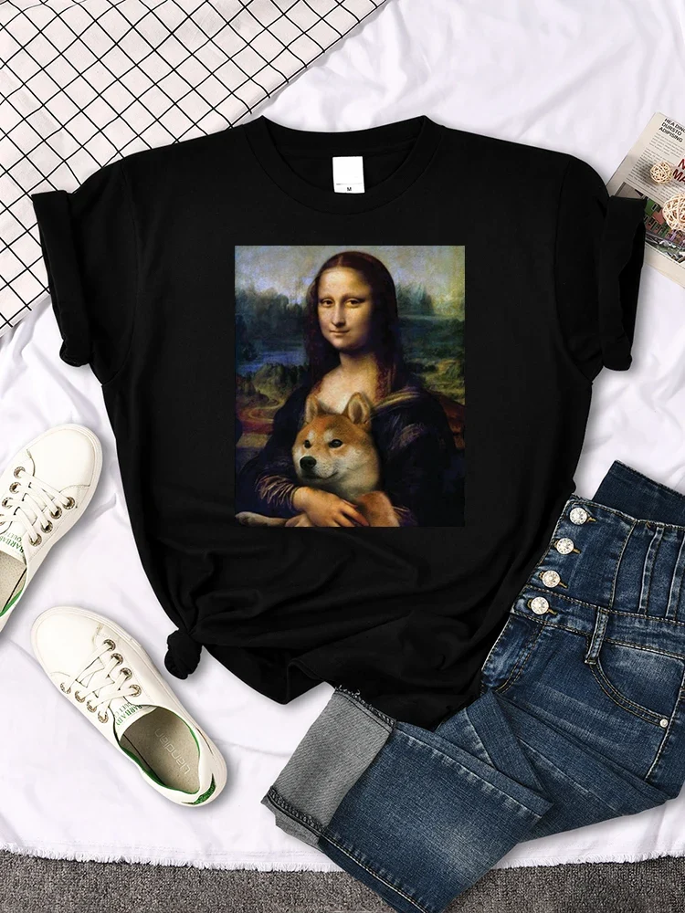 Damen Sommer Top Mona Lisa T-Shirt Rundhals Streetwear lockeres Damentop Mädchen