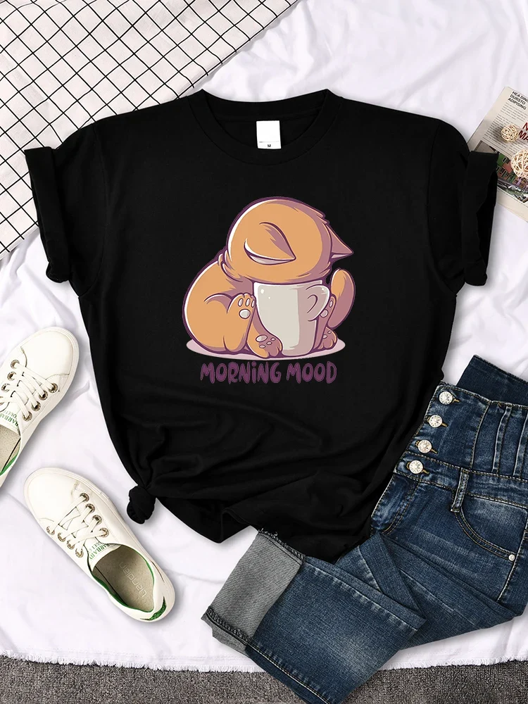 Damen Sommer Top Mona Lisa T-Shirt Rundhals Streetwear lockeres Damentop Mädchen