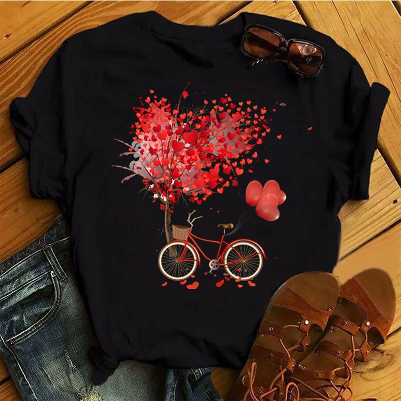 Damen Sommer Top Fahrrad T-Shirt Rundhals Streetwear lockeres Damentop Mädchen