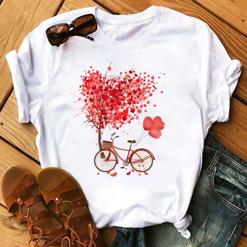 Damen Sommer Top Fahrrad T-Shirt Rundhals Streetwear lockeres Damentop Mädchen