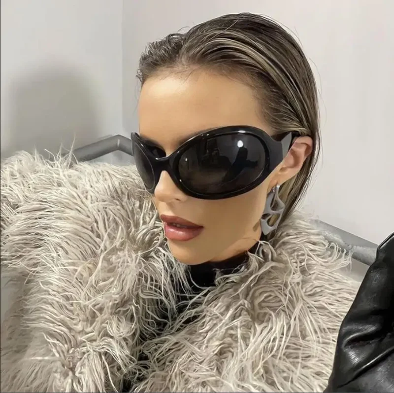 Luxus Sonnenbrille Damen Brille übergroße futuristische Gläser UV400-Schutz
