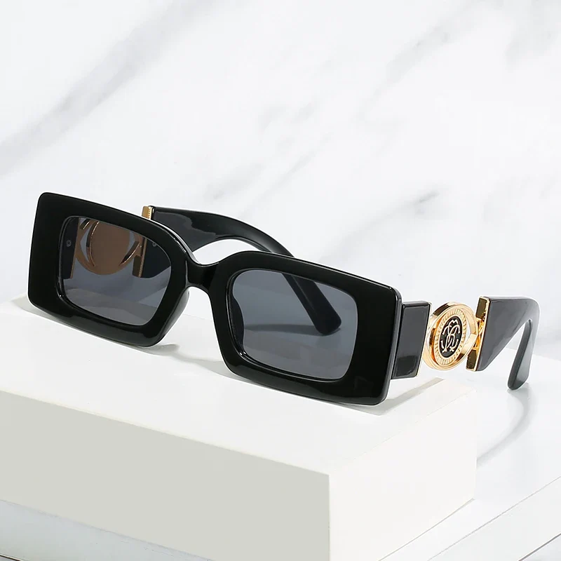 Luxus Sonnenbrille Damen Herren Brille Rechteck Gläser Pilotenbrille UV400