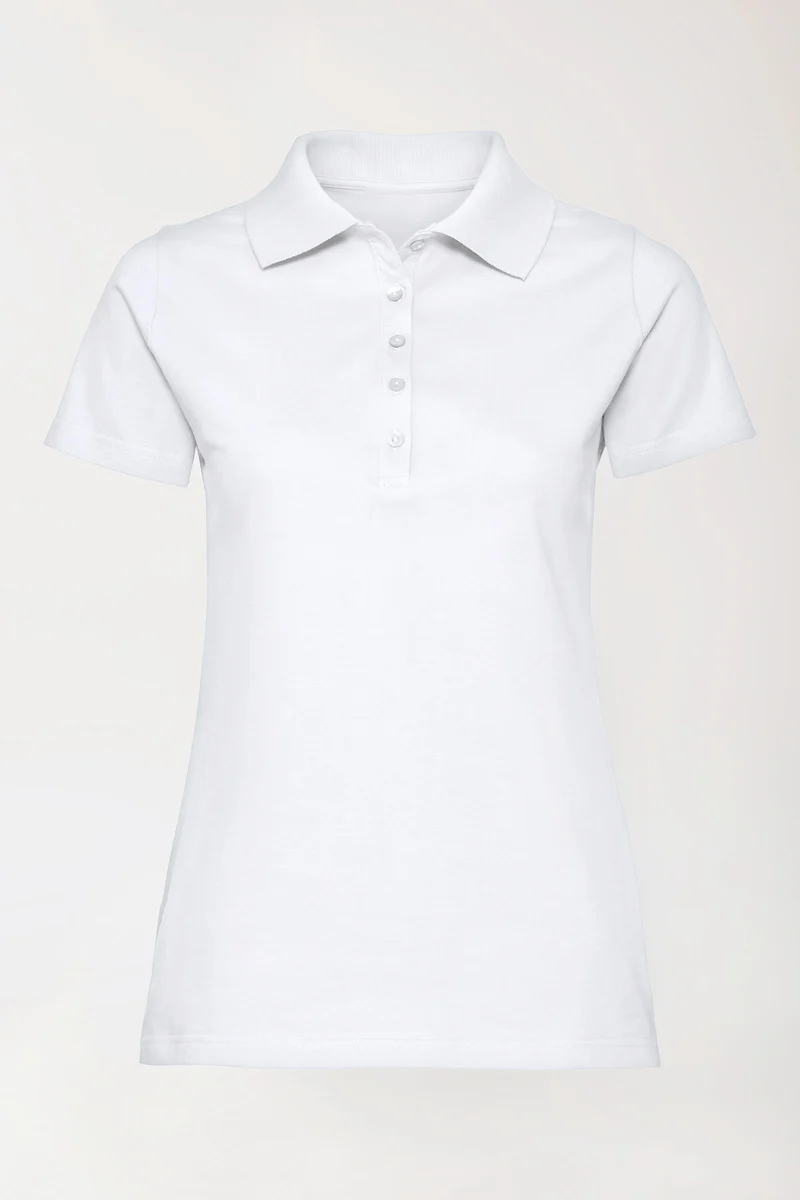 Stretch Shirt Damen - Polokragen weiß