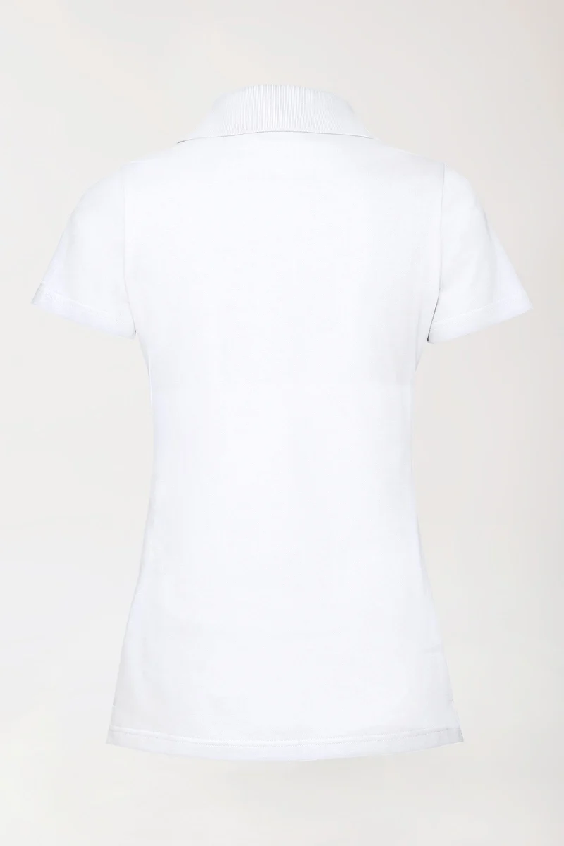 Stretch Shirt Damen - Polokragen weiß