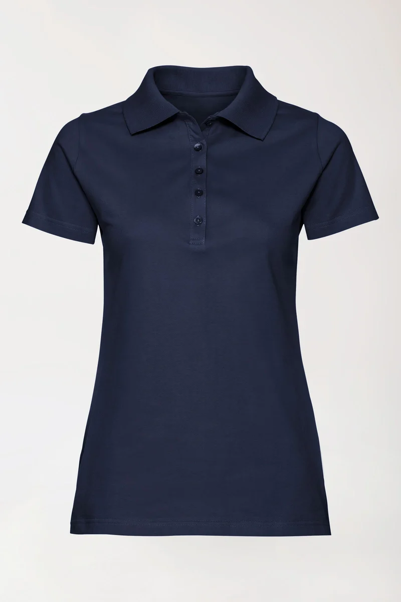 Stretch Shirt Damen - Polokragen navy