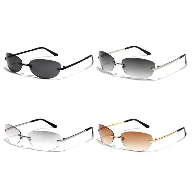 Designer Sonnenbrille Damen Herren Brille Randlose Gläser Pilotenbrille UV400