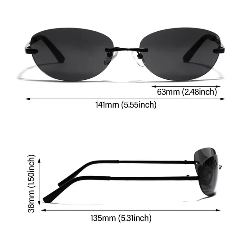 Designer Sonnenbrille Damen Herren Brille Randlose Gläser Pilotenbrille UV400