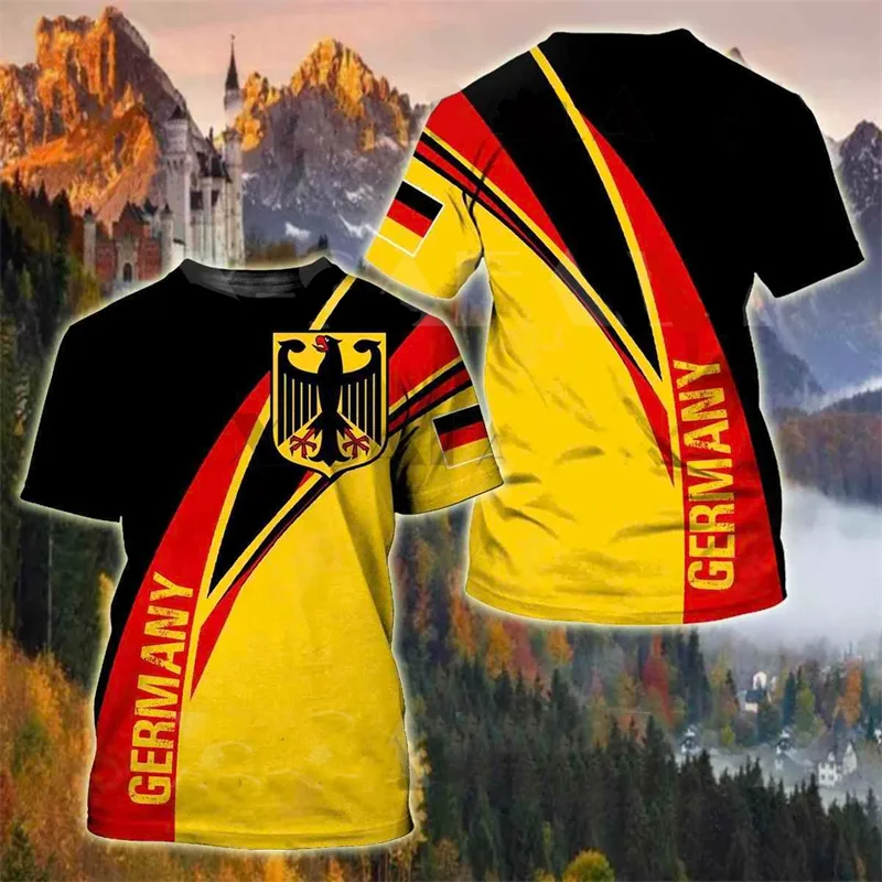 Herren Fashion Deutschland Vintage 3D T-Shirt Rundhals Unisex Sommer Streetwear