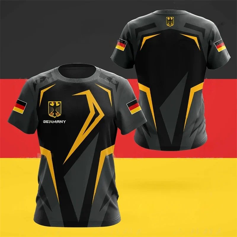 Herren Fashion Deutschland Vintage 3D T-Shirt Rundhals Unisex Sommer Streetwear
