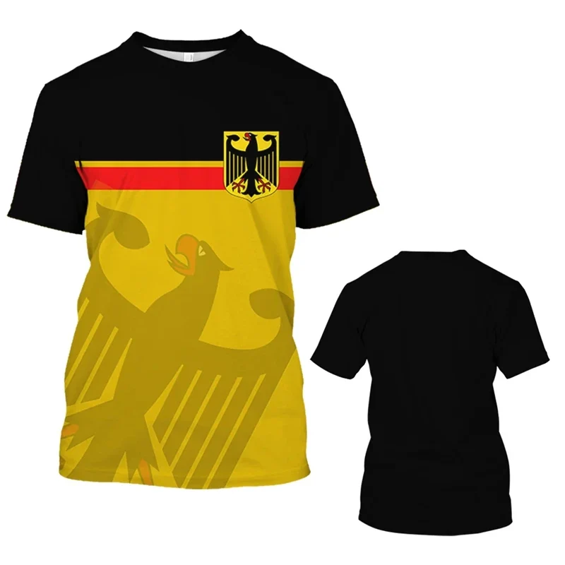 Herren Fashion Deutschland Vintage 3D T-Shirt Rundhals Unisex Sommer Streetwear